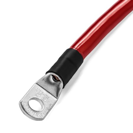 SPARTAN POWER Single Red 1 ft 4 AWG Battery Cable with 3/8" Ring Terminals SINGLERED1FT4AWGCBL38